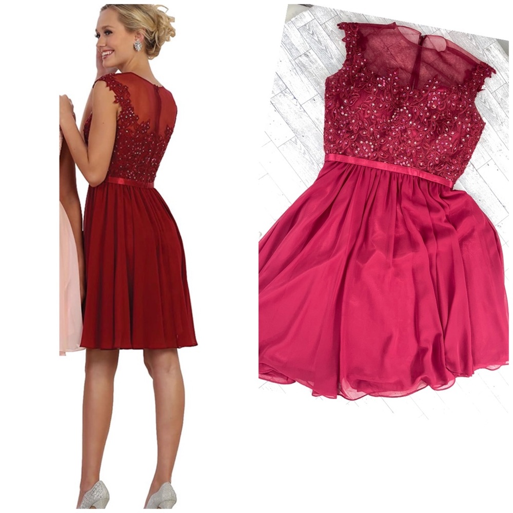 May Queen Formal Short Beaded Designer Dress, 10